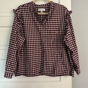 Something Navy Cropped Flannel Top